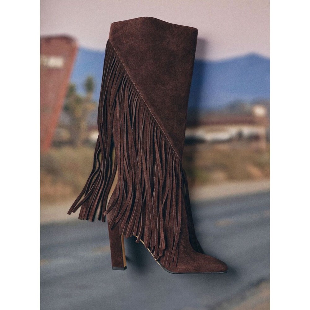 Anthropologie Dolce Vita Giano Suede Fringe Boots - Picture 2 of 4